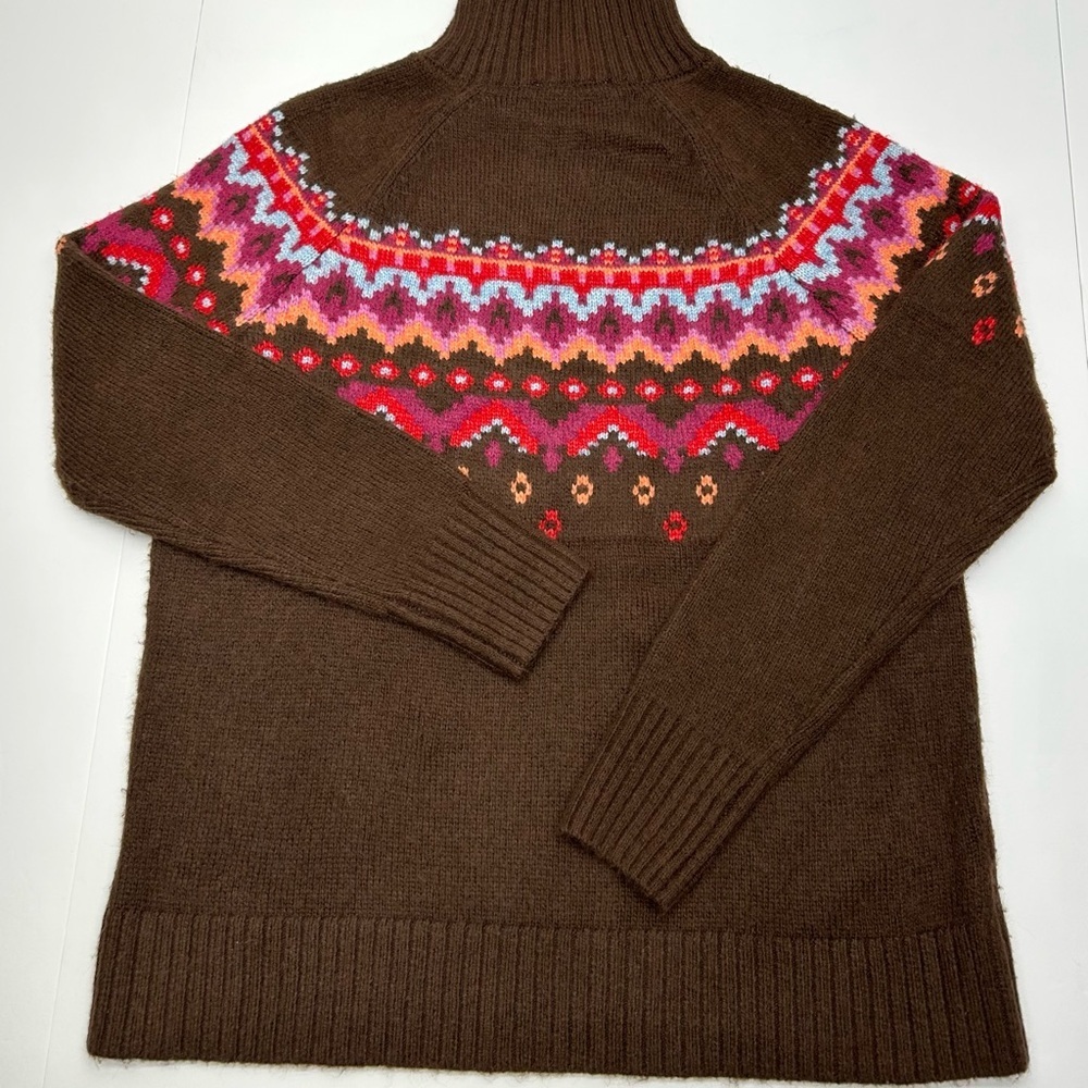 Lou & Grey Chocolate Knit Fairisle Mock Neck Sweater Women’s S Colorful - Picture 7 of 16